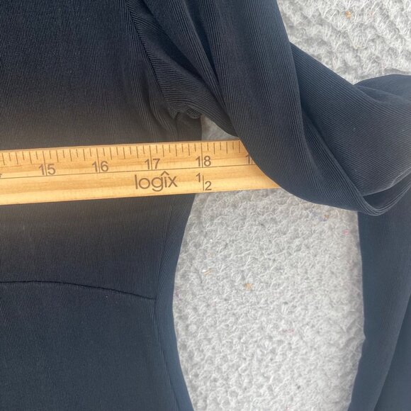 Chicos Top Womens 1 US Medium Black Travelers Knit Long Sleeves Ruched Button - Picture 8 of 10